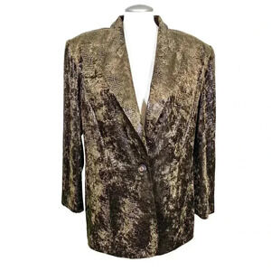 Vintage  Joseph Ribkoff Creations Blazer Womens Size 16 Metallic Snakeskin Brown